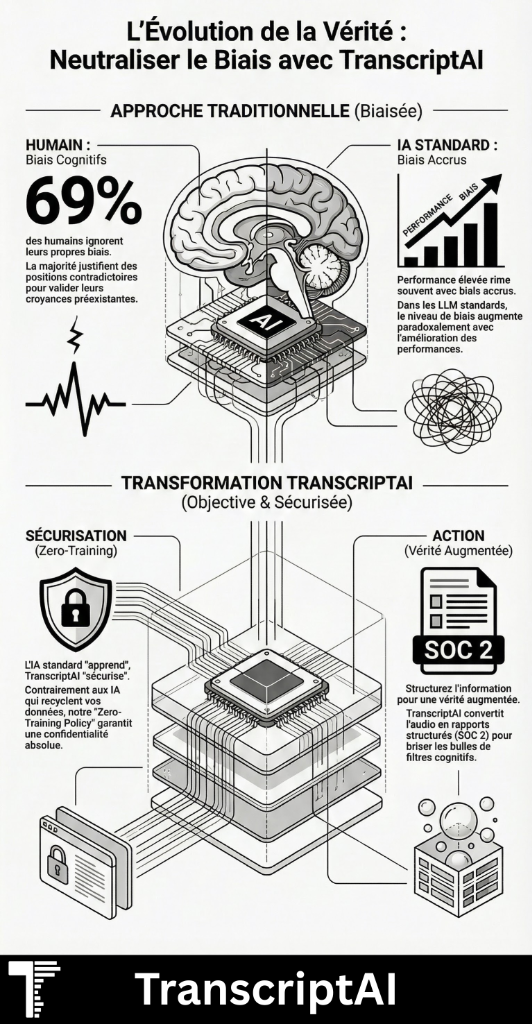 Schéma d'entonnoir cognitif illustrant le filtrage des informations par le biais de confirmation