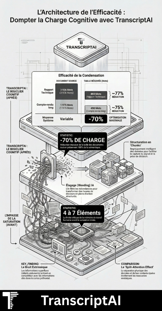 Graphique illustrant l'augmentation de la charge mentale pendant une réunion longue sans assistance
